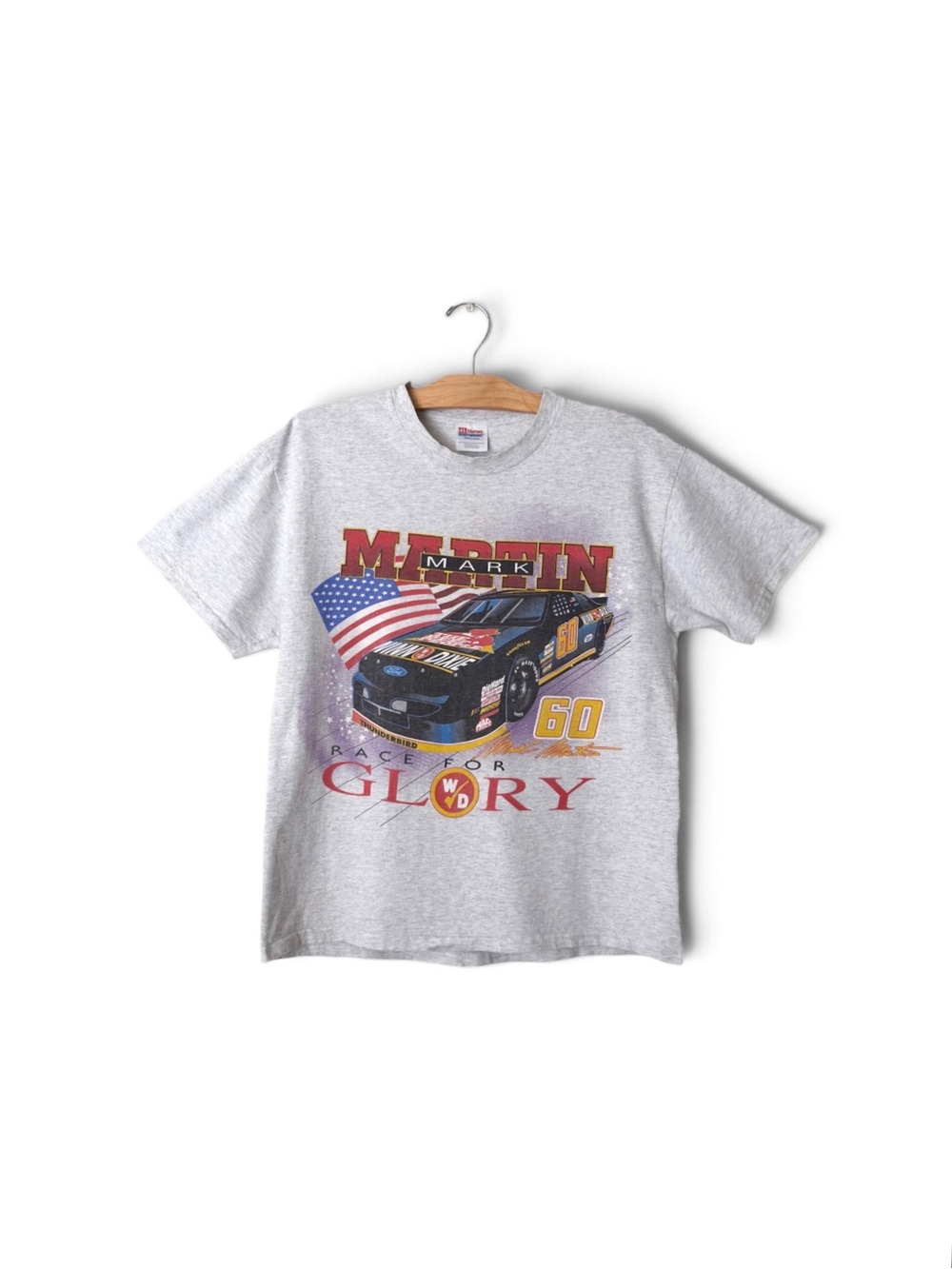 VTG Mark Martin Nascar Winn Dixie Shirt Race For Glory Double Sided Size L  Gray